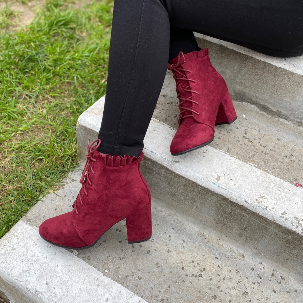 Faux suede booties